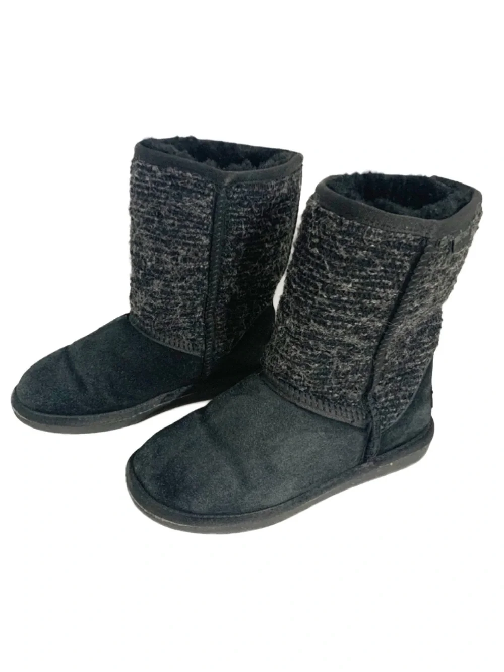 Minnetonka Suede Upper Wool Blend Sheepskin Lining Boot with Woven Top Size 6